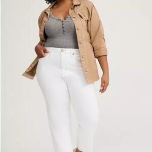 Torrid Womens White Boyfriend Crop Strech Denim